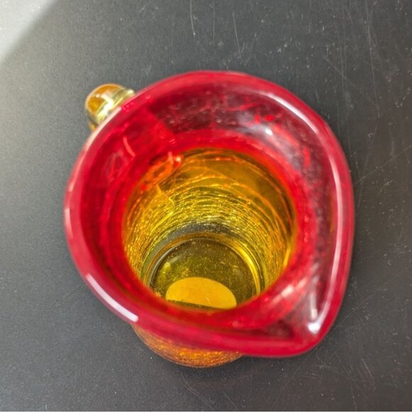 Amberina Crackle Glass Mini Pitcher 4" Tall Rainbow Art Glass - Picture 6 of 12